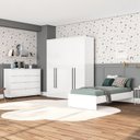 Ver imagem 1 de Guarda-roupa Sevilha 4 Portas Cômoda 8 Gavetas Cama Infanto Juvenil Solteiro