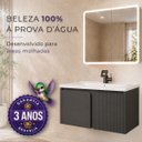 Ver imagem 3 de Gabinete Banheiro 80cm Impermeável Ripado com Cuba Cerâmica Suspenso Vercelli Brovália