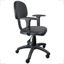 Ver imagem 3 de Kit 6 Unidades Cadeira Escritório Secretária Giratória com Braço Regulável em Couro