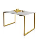Ver imagem 1 de Mesa de Jantar Steel Estilo Industrial Pés de Aço 120x80cm Dourado/branco