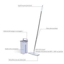 Mop Simplo Slim com Balde Ultra Compacto e Esfregão de Microfibra - 5