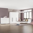 Ver imagem 1 de Guarda-roupa Sevilha 4 Portas Cômoda 4 Gavetas 1 Porta Mesa de Cabeceira 3 Gavetas Cama Infanto Juve