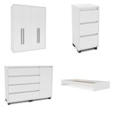 Ver imagem 2 de Guarda-roupa Sevilha 4 Portas Cômoda 4 Gavetas 1 Porta Mesa de Cabeceira 3 Gavetas Cama Infanto Juve