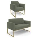 Ver imagem 1 de Namoradeira e Poltrona Industrial Dourado Marisa Bouclê Pistache D03 - D’Rossi