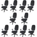 Ver imagem 1 de Kit 10 Unidades Cadeira Escritório Diretor Giratória com Braço Regulável em Couro