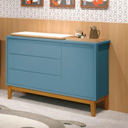 Cômoda Infantil New Classic Azul com Pés Madeira – Reller - 2