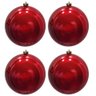 Kit 4 Bolas de Natal Vermelha Brilhante Tradicional Grande 12cm - Magizi - 1