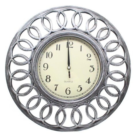 Relógio de Parede Decorativo Grande Prata Sala Escritório 46,5cm