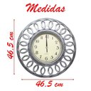 Ver imagem 3 de Relógio de Parede Decorativo Grande Prata Sala Escritório 46,5cm