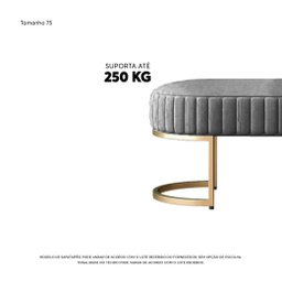 Banco Recamier Puff Glow Veludo Bege 75cm Zahav Estofados:Cinza - 4
