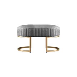 Banco Recamier Puff Glow Veludo Bege 75cm Zahav Estofados:Cinza - 1