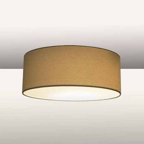 Luminária Plafon Redondo Cúpula em Tecido 40x15:cáqui5944