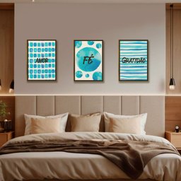 Kit 03 Placas Decor Mdf Amor Fé Gratidão Tamanho 28,7x22 Ar8 - 4