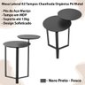 Mesa Lateral 02 Tampos Chanfrada Pe Metal Preto Nero Artesano Nero Preto - 5