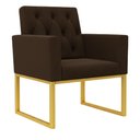 Ver imagem 4 de Kit 2 Poltronas para Recepção Thais com Base de Ferro Dourado Resistente Marrom