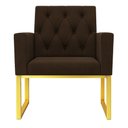Ver imagem 7 de Kit 2 Poltronas para Recepção Thais com Base de Ferro Dourado Resistente Marrom