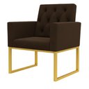 Ver imagem 6 de Kit 2 Poltronas para Recepção Thais com Base de Ferro Dourado Resistente Marrom