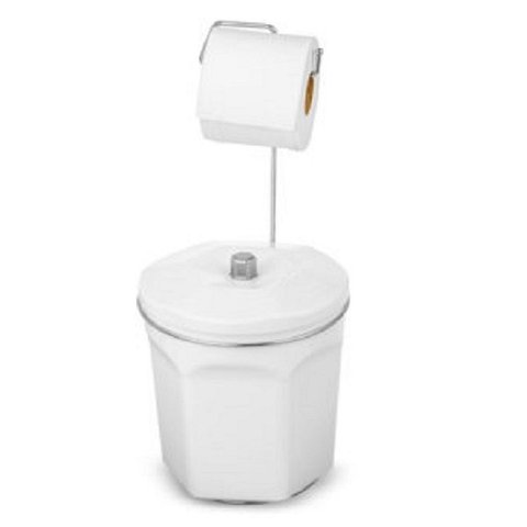 Suporte Cromado Porta Papel Higiênico Com Lixeira Branca - Kit com 2 unid