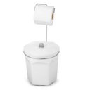 Ver imagem 1 de Suporte Cromado Porta Papel Higiênico Com Lixeira Branca - Kit com 2 unid