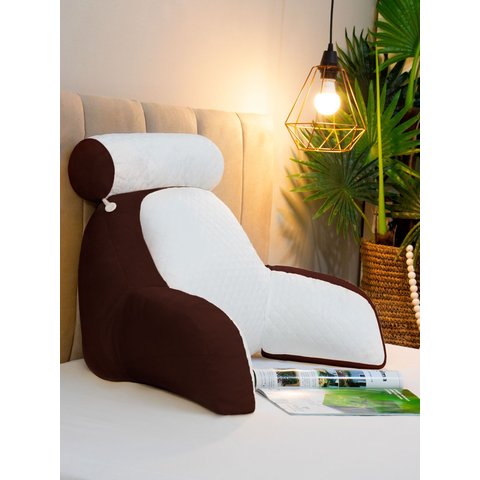 Almofada de Descanso e Apoio de Lombar Travesseiro Multiuso Ergométrico para Leitura com Rolinho Des