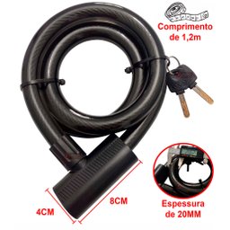 Corrente Cadeado para Bicicleta Bike Moto Portão Aço Articulável com 2 Chaves - 8