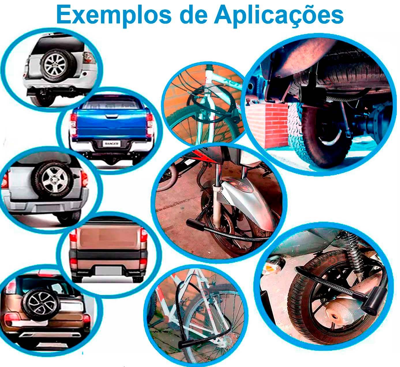 Corrente Cadeado para Bicicleta Bike Moto Portão Aço Articulável com 2 Chaves - 4