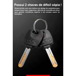 Corrente Cadeado para Bicicleta Bike Moto Portão Aço Articulável com 2 Chaves - 3