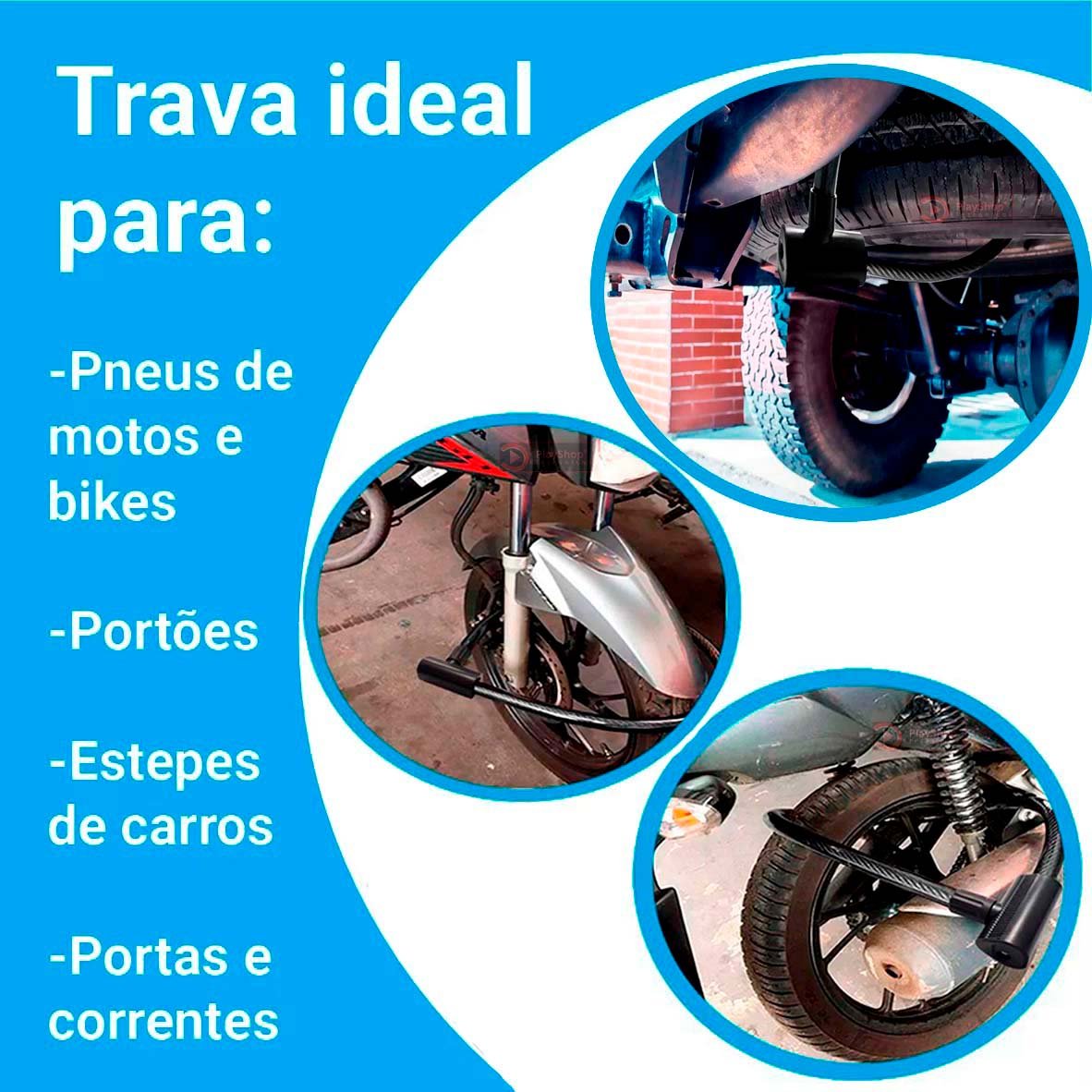 Corrente Cadeado para Bicicleta Bike Moto Portão Aço Articulável com 2 Chaves - 5