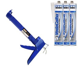 Aplicador de Silicone Fechado + 3 Veda Calha Alumínio 280g Tekbond - 1