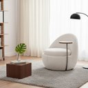 Ver imagem 2 de Poltrona Noah Mesa Lateral Esquerda Base Fixa Bouclé Off White - Sallar Home