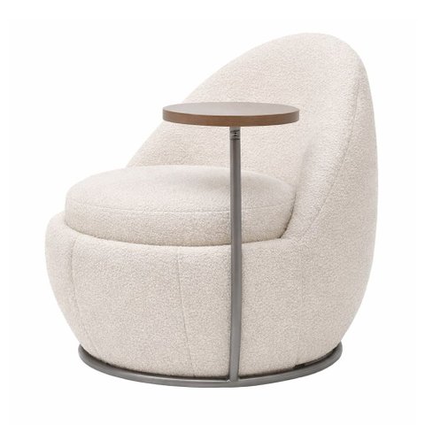 Poltrona Noah Mesa Lateral Esquerda Base Fixa Bouclé Off White - Sallar Home