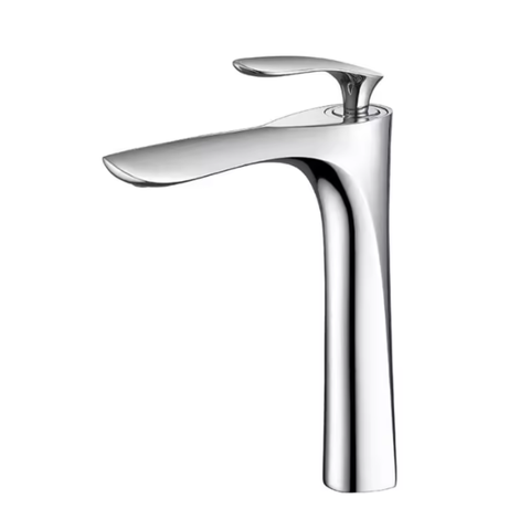 Torneira Monocomando de Mesa para Banheiro Bica Alta Redonda Curve Cromado Brilhante
