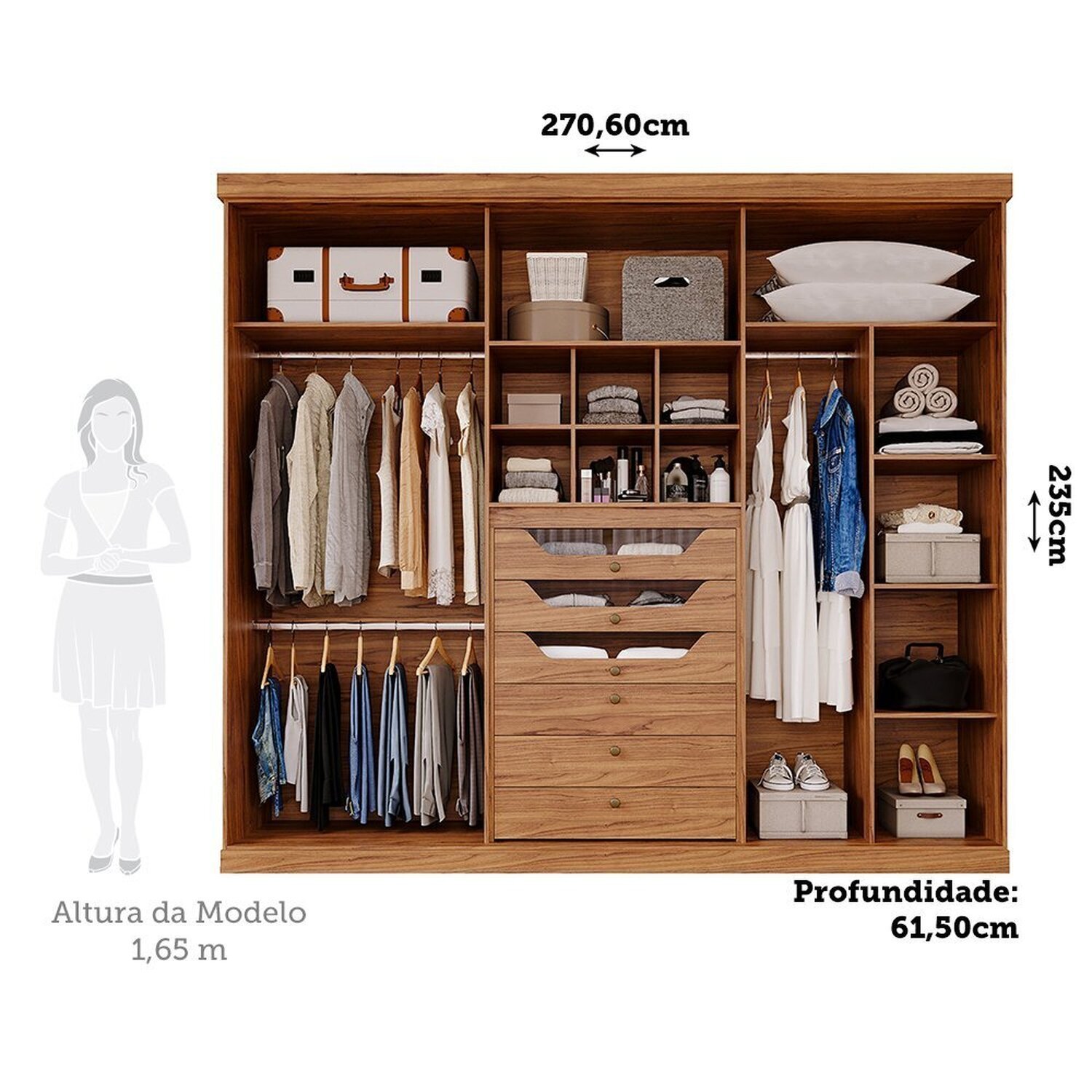 Guarda-roupa Casal 270,60cm 3 Portas de Correr sem Pés 100% Mdf Aracruz Espresso Móveis - 4