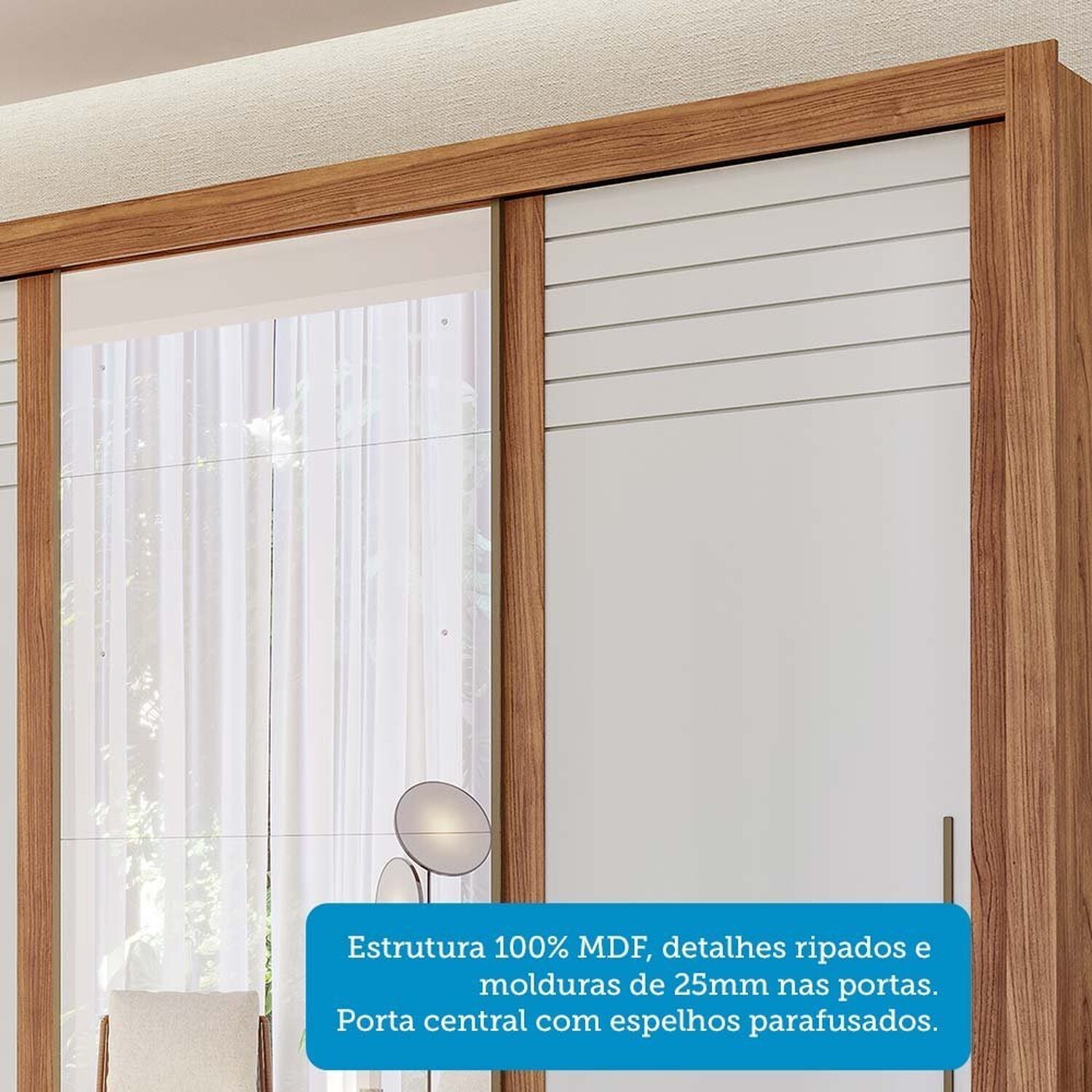 Guarda-roupa Casal 270,60cm 3 Portas de Correr sem Pés 100% Mdf Aracruz Espresso Móveis - 6