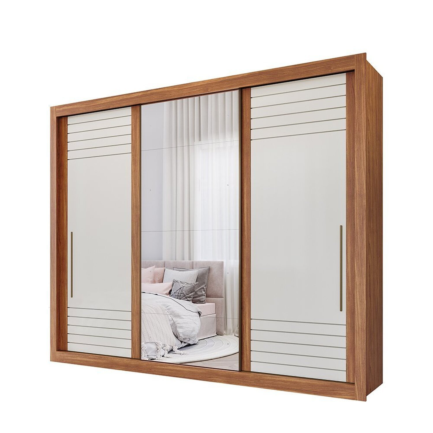 Guarda-roupa Casal 270,60cm 3 Portas de Correr sem Pés 100% Mdf Aracruz Espresso Móveis - 2