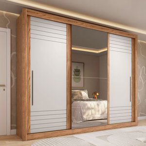 Guarda-roupa Casal 270cm 3 Portas de Correr com Espelho 100% Mdf Aracruz Espresso Móveis