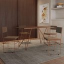 Ver imagem 1 de Mesa Jantar Industrial Trama 1,40x0,80m Amêndoa com 4 Cadeiras Estofadas Vitória Marrom e Cobre