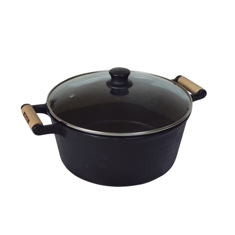 Caçarola de Ferro 2 Alças Com Tampa de Vidro - 7 Lt