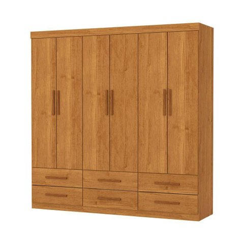 Guarda Roupa Dallas 6 Portas sem Espelho Central 6 Gavetas Carioca Moveis Cinamomo