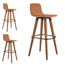 Ver imagem 3 de Kit 3 Banquetas Linea Base Madeira Cozinha Bar Bancada Alta:terracota/preto