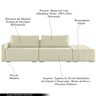 Sofá Ilha Modulado Milos 252cm Puff Lateral Veludo Bege G33 - Gran Belo - 3