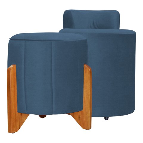 Kit Puff Decorativo Athenas mais Puff Jade Suede Azul Royal