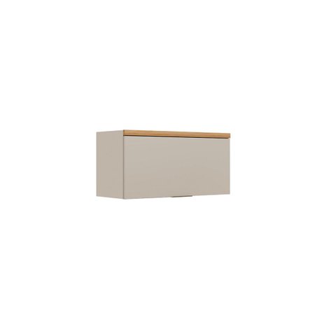 Armário Aéreo Decorativo 80cm Solari Porta Basculante Mdf Pistão Gás Jequitibá/gris Fosco G77 - Gran