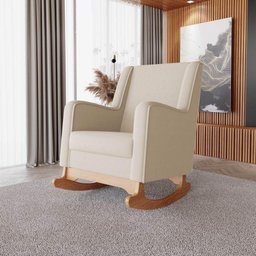 Poltrona Amamentação Aquila Balanço C/ Puff Creme - 3