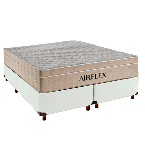 Kit Cama Box e Colchão Molas Ensacadas King Airflex Branco