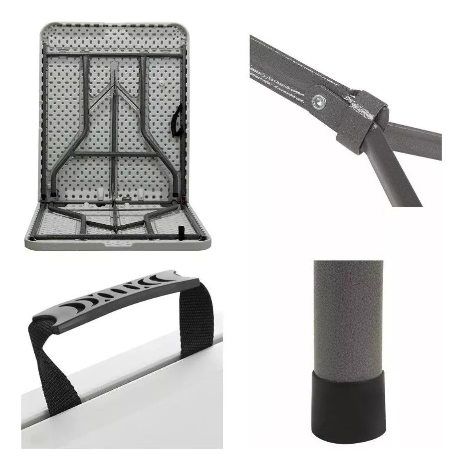 Kit 2 Mesa Picnic Branca 1,80m Dobrável Vira Maleta Portátil - 4