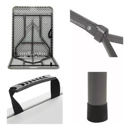 Kit 2 Mesa Picnic Branca 1,80m Dobrável Vira Maleta Portátil - 4