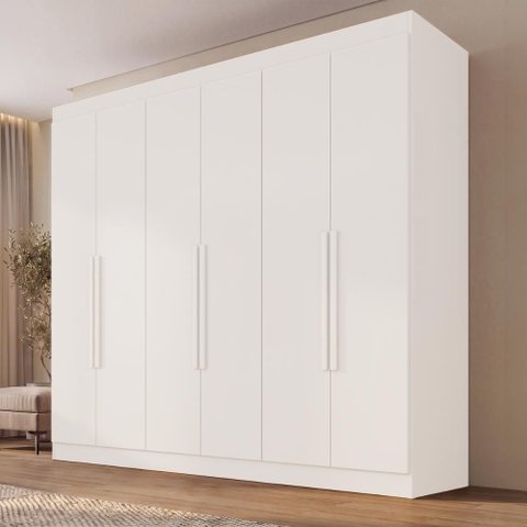 Guarda-Roupa Casal com 6 Portas e 2 Gavetas 177cm Multimóveis Branco