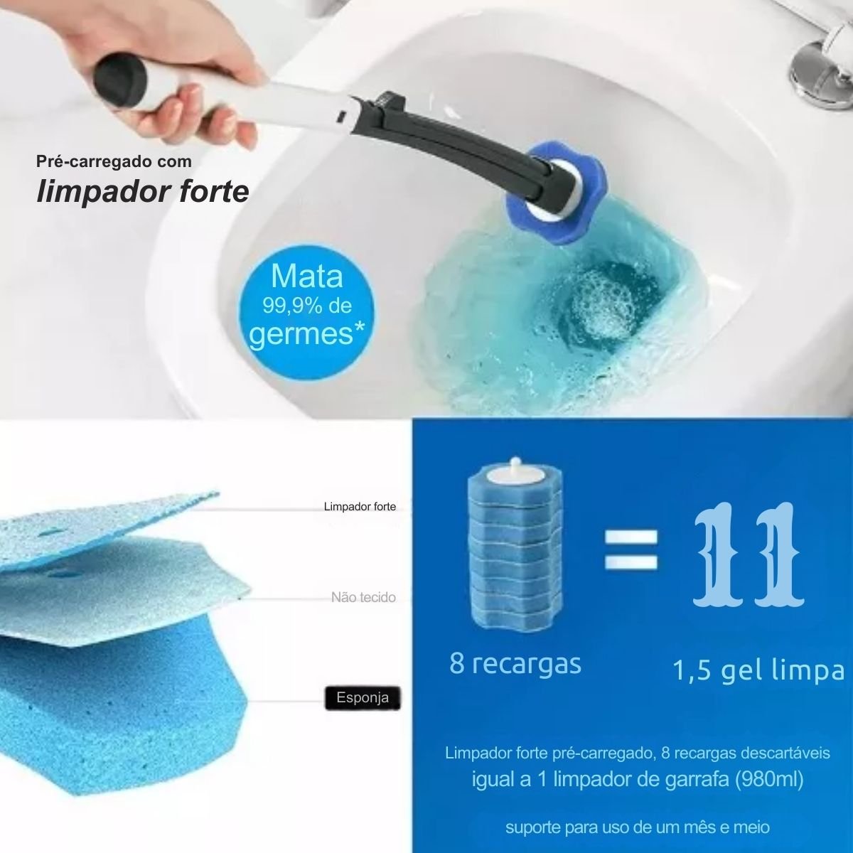 Escova de Limpeza Sanitária Vaso C/ 8 Refil Descartável - 4