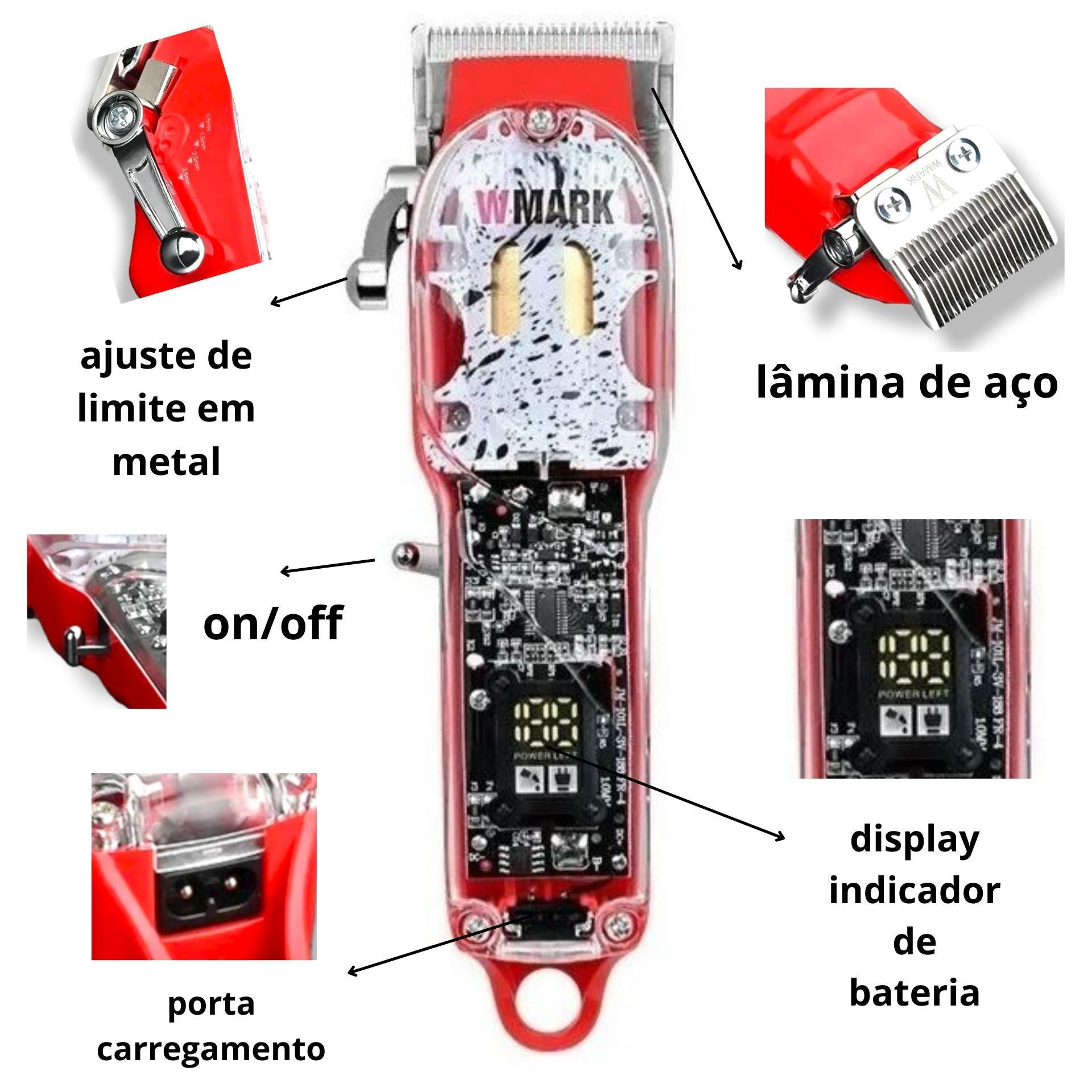 Máquina de Corte Profissional e Shaver Wmark Acabamento - 2